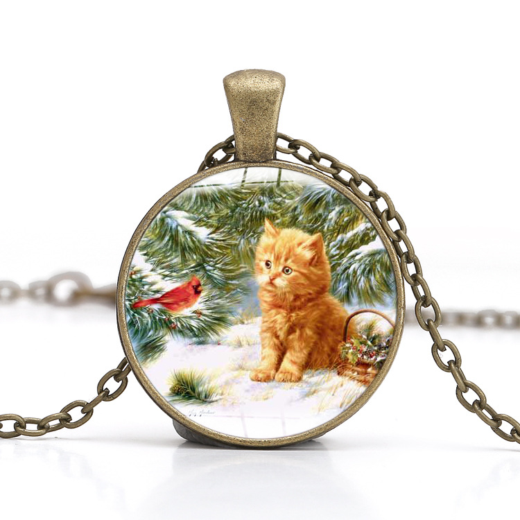 Přívěsek---Vánoční kočka (bronzová barva)