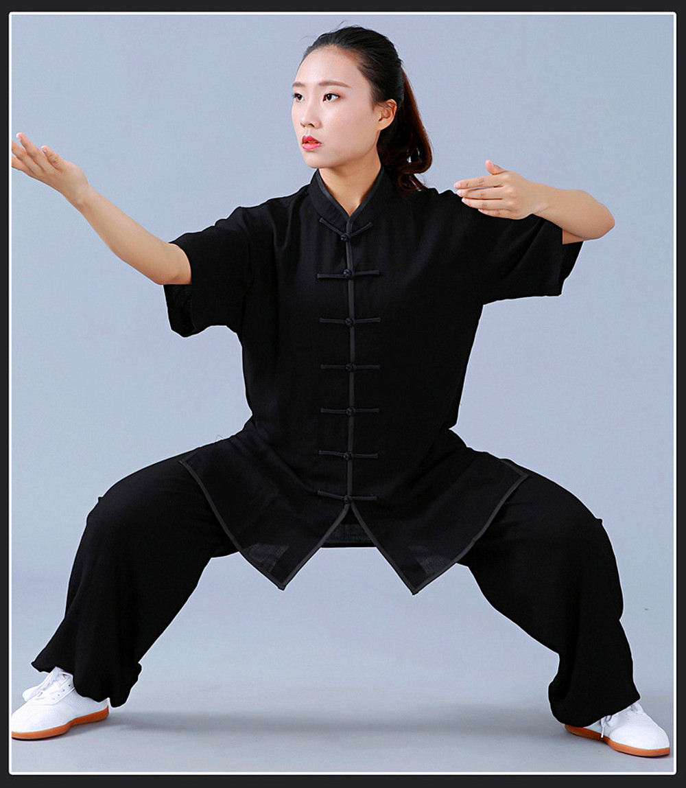 Kung Fu, Tai Chi oblečení obleky s krátkým rukávem ---- Černý (žena)