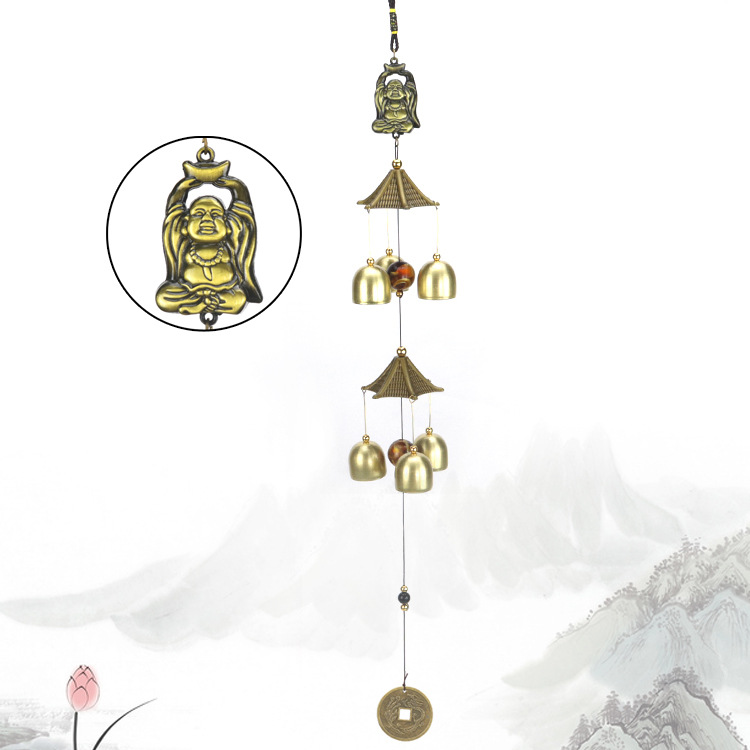 Dvouvrstvá kovová zvonkohra Feng Shui - Buddha (62 cm)