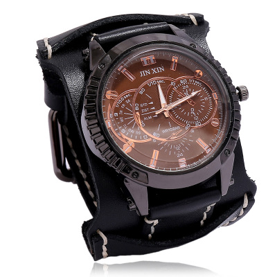 Elektronické pánské hodinky, kožený řemínek -- Punk 1
