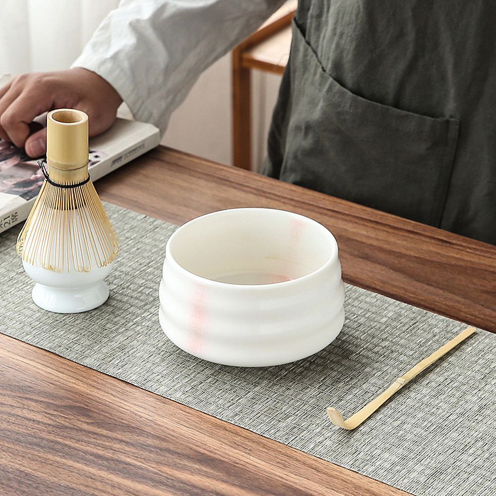 Japonský čajový set pro obřad matcha - Bílá porcelánová miska matcha