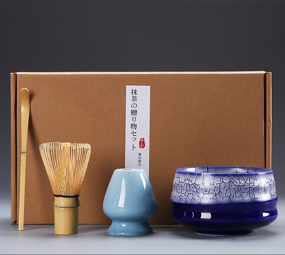 Japonský čajový set pro obřad matcha - Vypalovací pec změnila barvu misky matcha