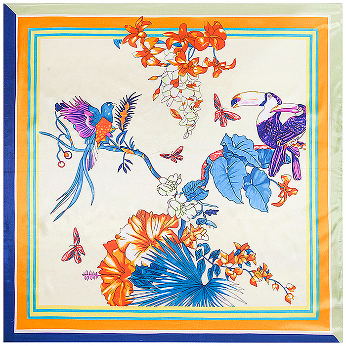Velký šátek---Květiny, ptáci a motýli  2
