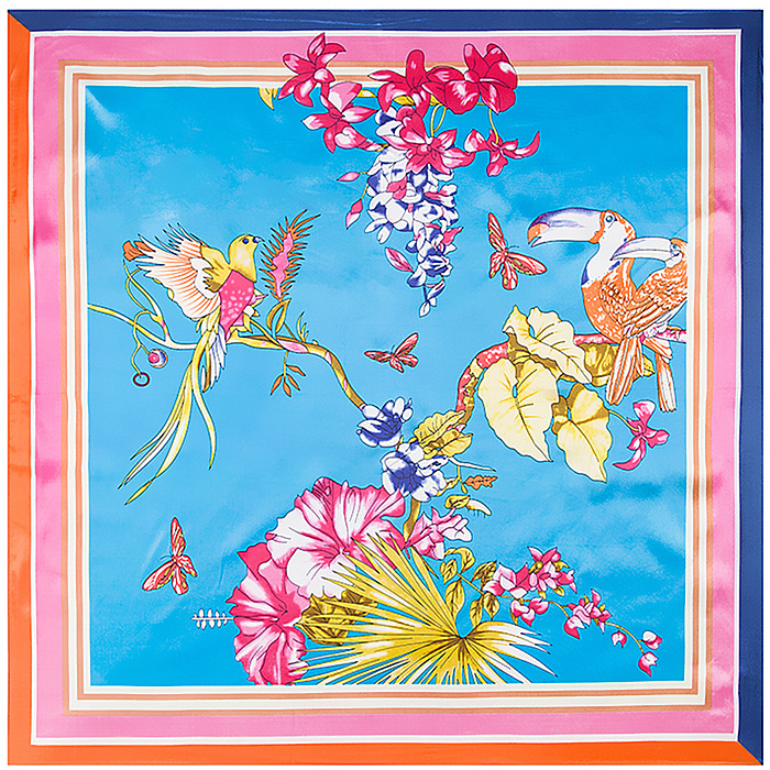 Velký šátek---Květiny, ptáci a motýli  3