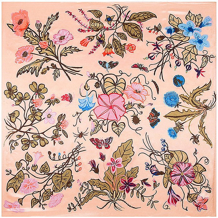 Velký šátek---Květiny, včely a motýli 2