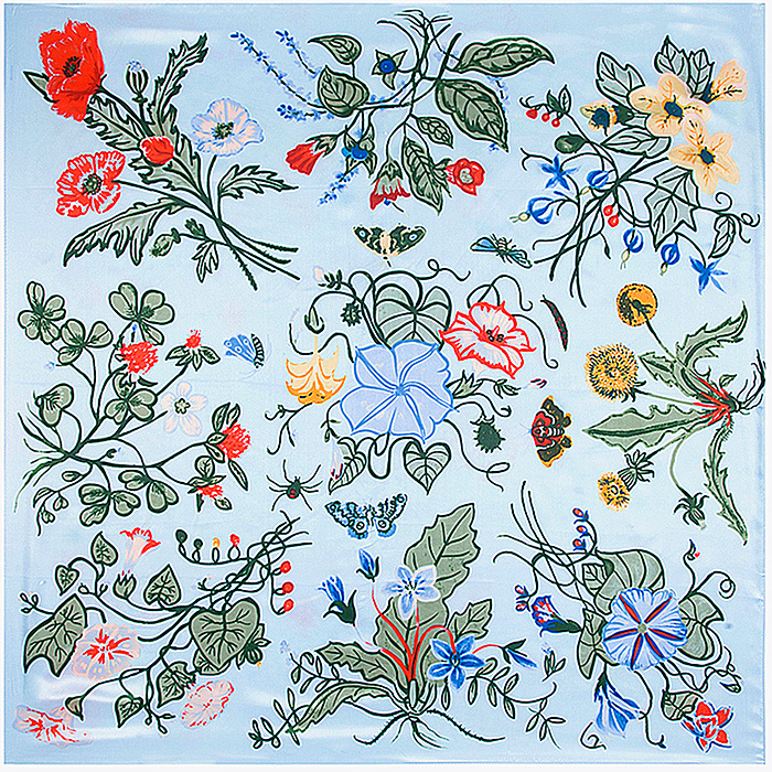 Velký šátek---Květiny, včely a motýli  3