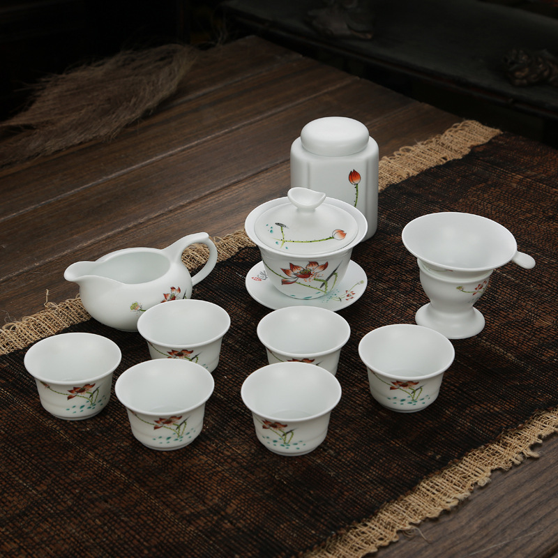 Čínský Kungfu čajový set---Činský bílý porcelán ( Lotus ）2