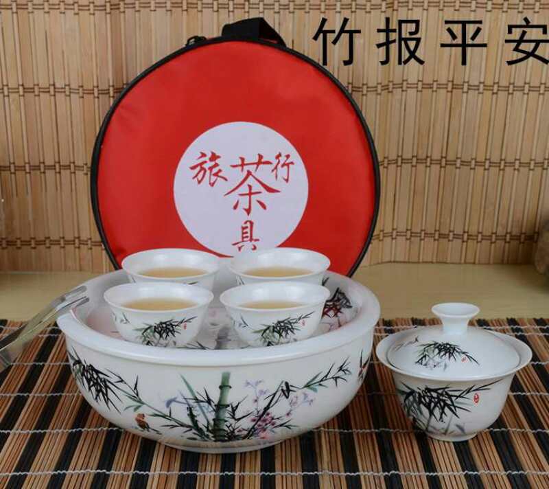 Čínský Kungfu čajový set---Činský bílý porcelán ( malý)(Bambus)