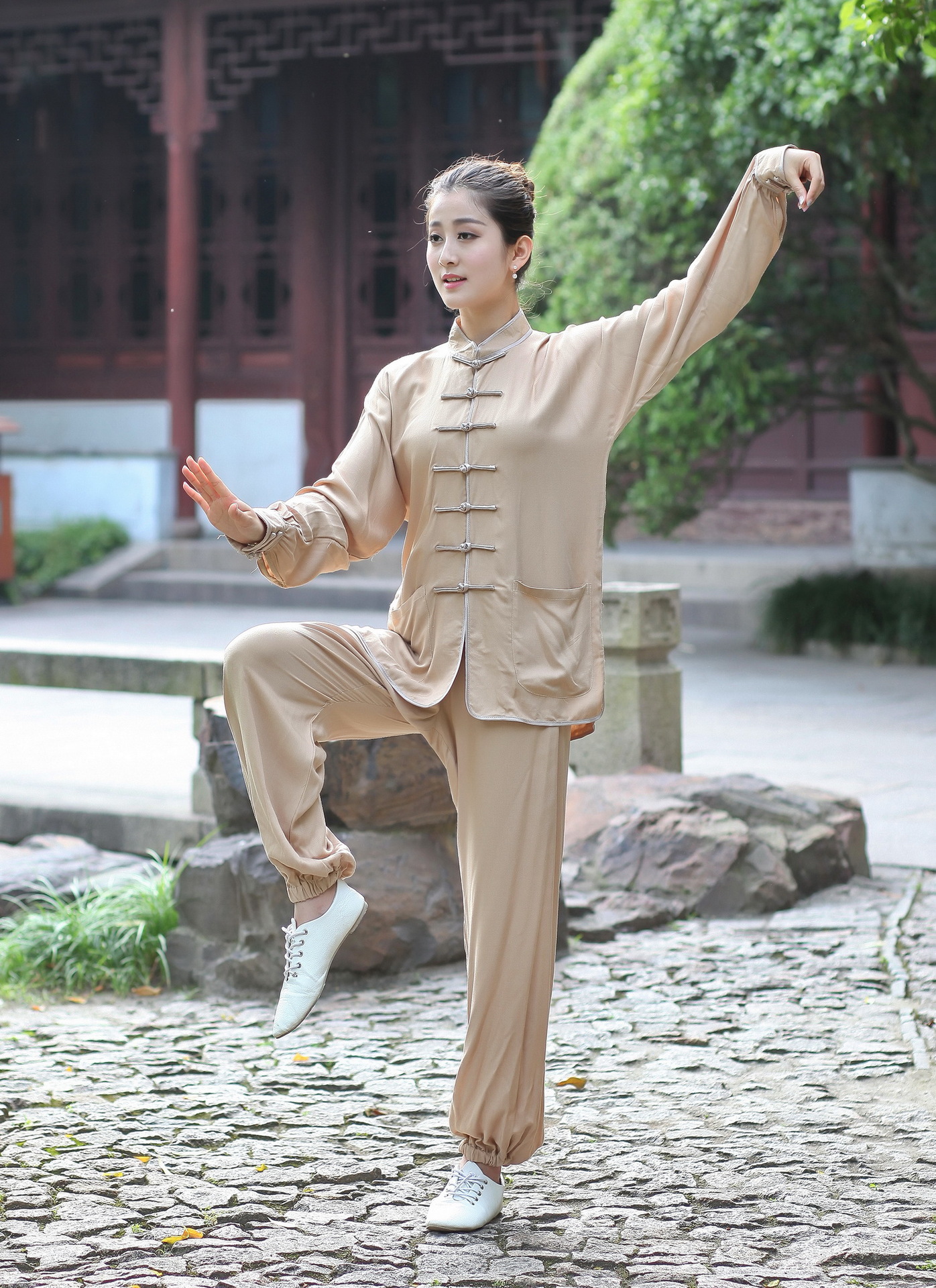 Kung Fu, Tai Chi oblečení obleky ----- béžový (žena)