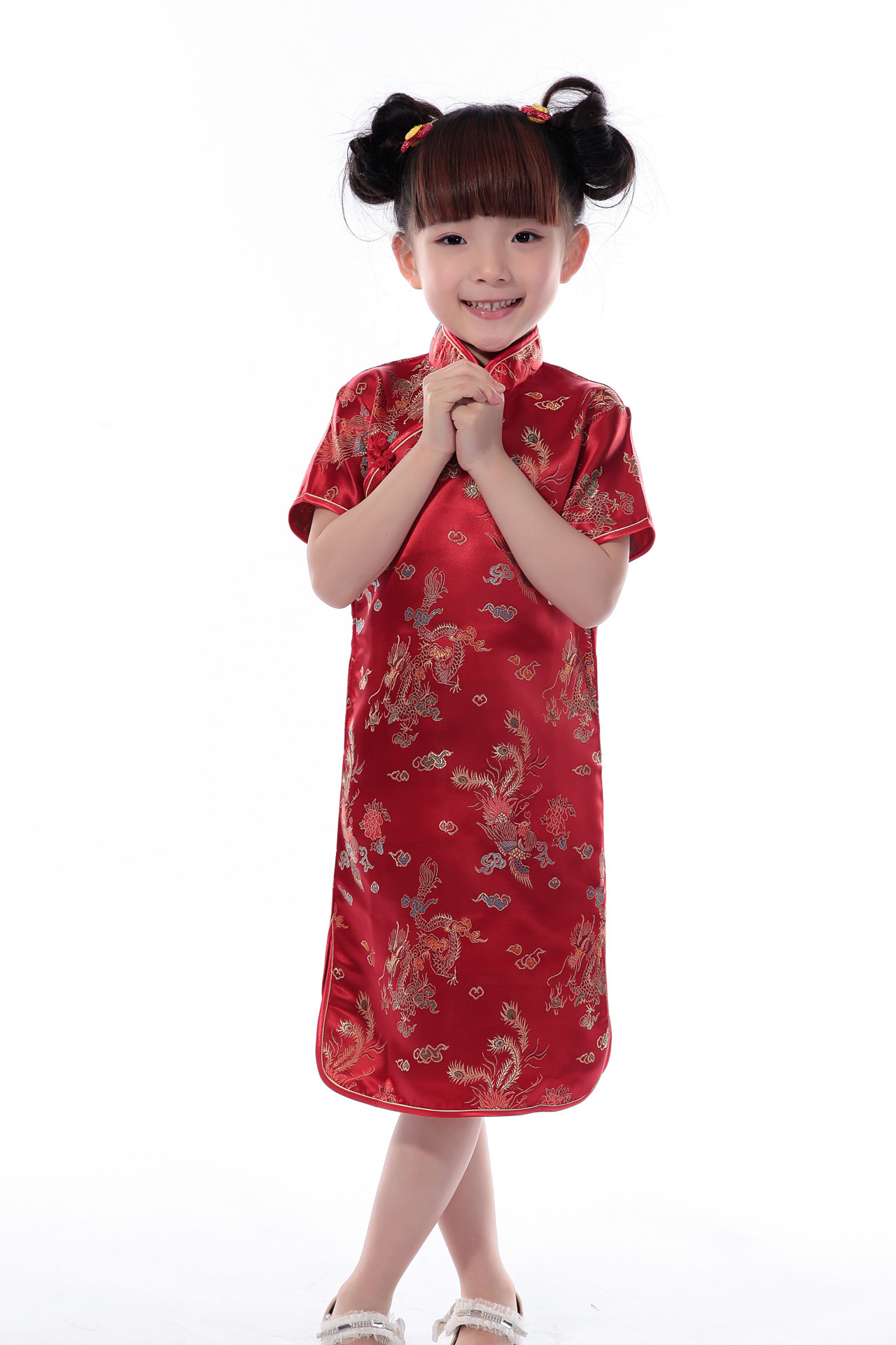 Čínské dětské šaty--- Červený drak a fénix