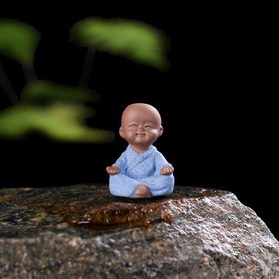 Čínský zen malý mnich Ornament----Meditující malý mnich (modrý)