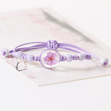 Náramek ze sušených květin - malý květ （fialový）