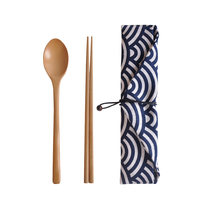 Lžíce a hůlky v japonském stylu (dvoudílná sada) - Barva dřeva 2