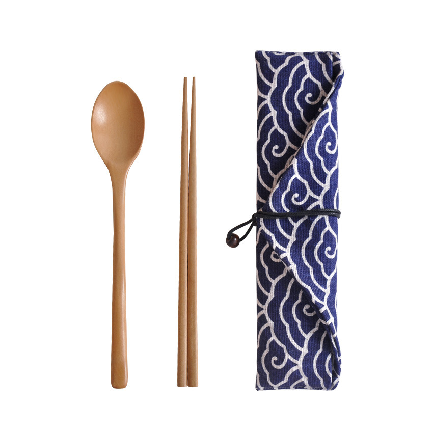 Lžíce a hůlky v japonském stylu (dvoudílná sada) - Barva dřeva 3