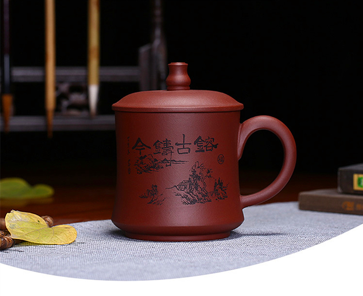 Vlastní fialový hliněný pohár-Pole a zahrady  (Yixing Zisha)