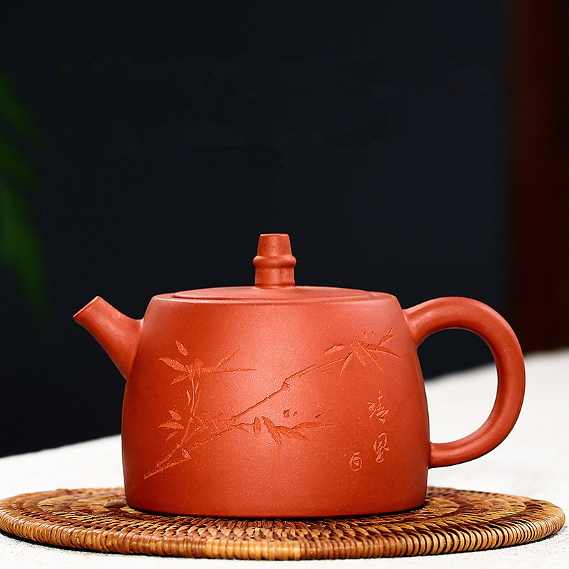 Čínská čajová konvice Han Duo (bambusové listy) Čínská Yixing Zisha keramika