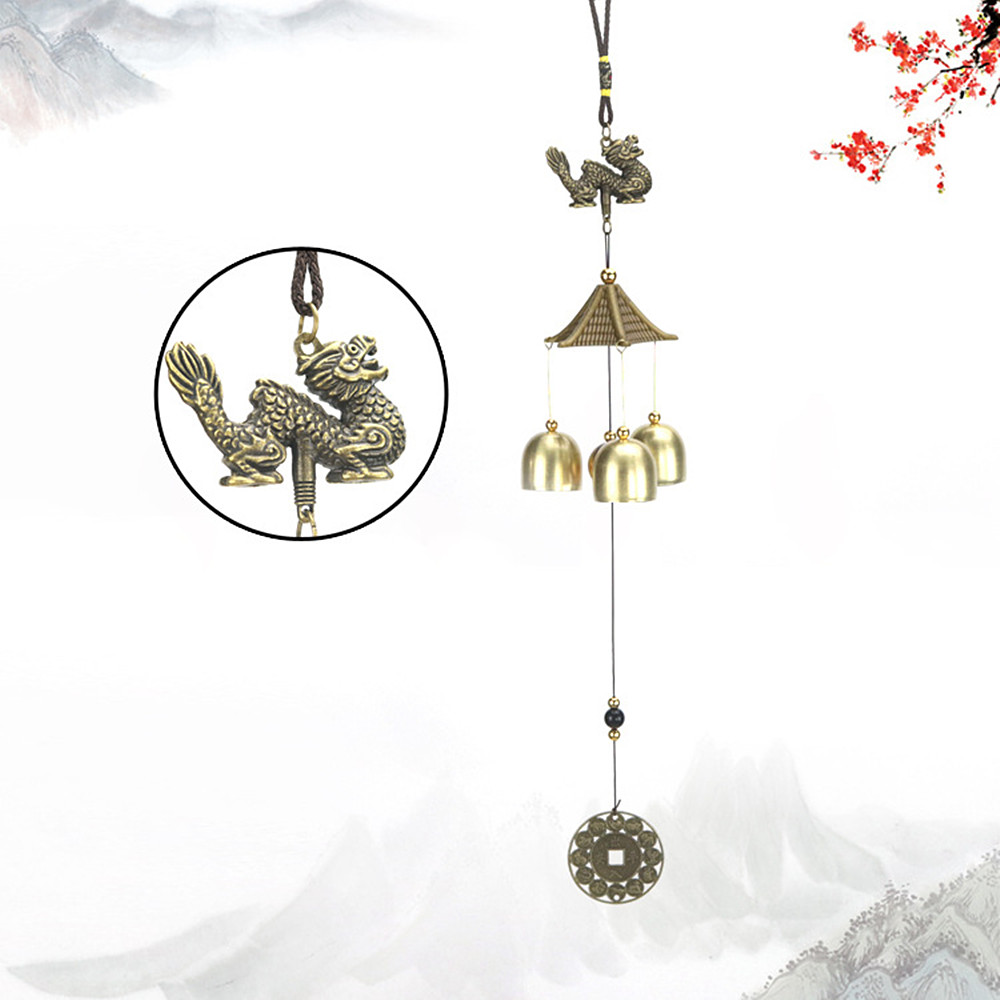 Jednovrstvá kovová zvonkohra Feng Shui-Čínský drak(46cm)