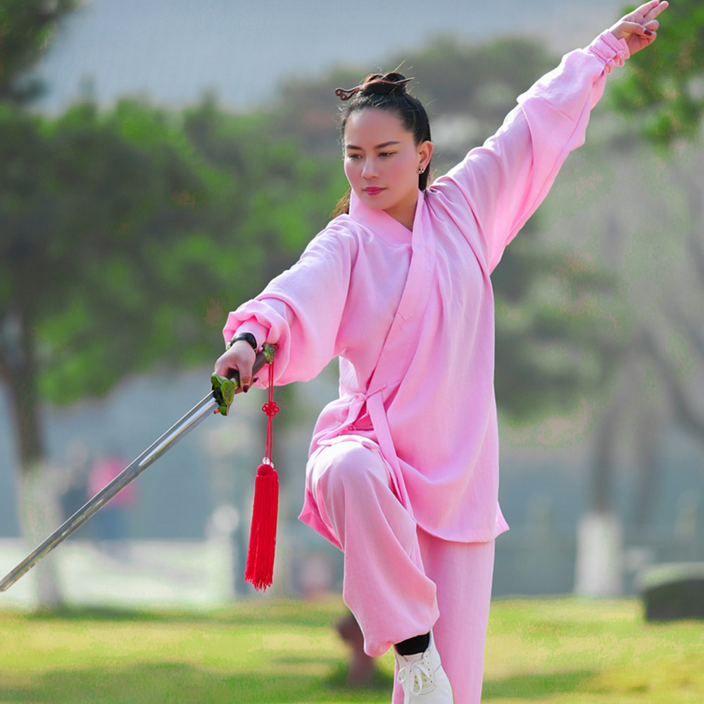 Oblek pro taichi Wudang a kungfu - Růžový