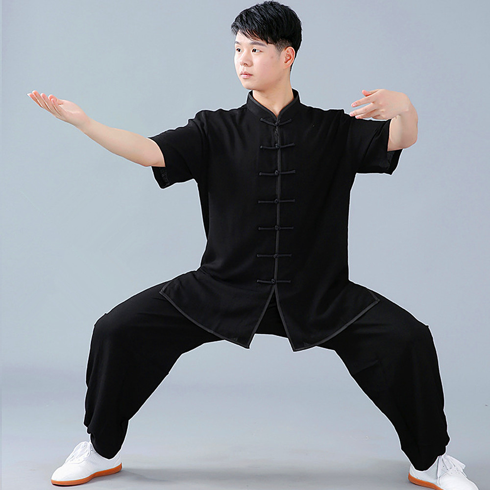 Kung-fu, Tai-chi oblečení obleky s krátkým rukávem ---- Černý (muž)