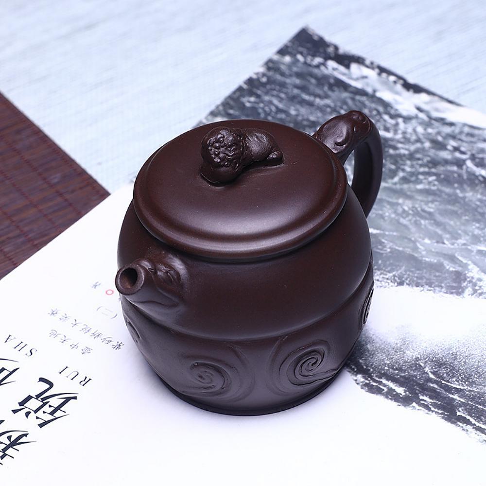 Čínská čajová konvice (S motivy štěstí a lvů)-Čínská Yixing Zisha keramika  2