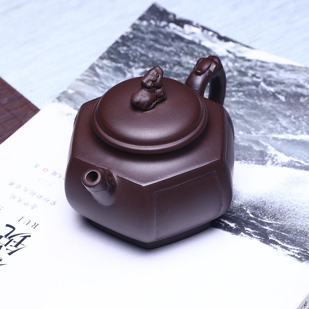 Čínská čajová konvice (Šestistěn se lvem)-Čínská Yixing Zisha keramika  2