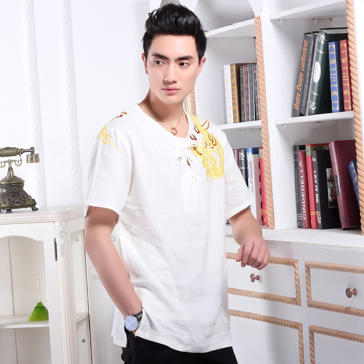 Čínská Kung Fu a Tai Chi košile s drakem --- bílá