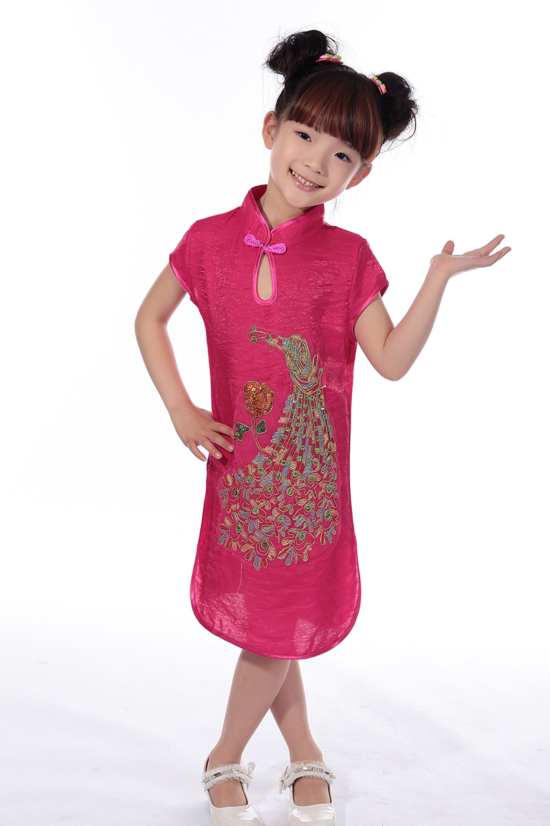 Čínské dětské šaty  Fénix --- růžový barvy